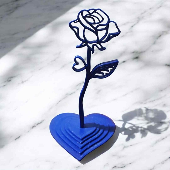 Other - 6/$25 Blue Heart Rose  Sculpture